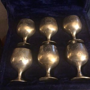 6 Silver Shot Goblets